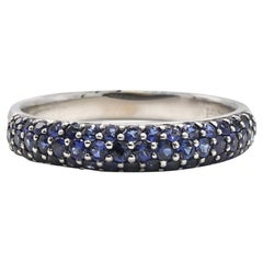 EFFY 14 Karat White Gold Pave Blue Sapphire 0.50 Carat Band Ring