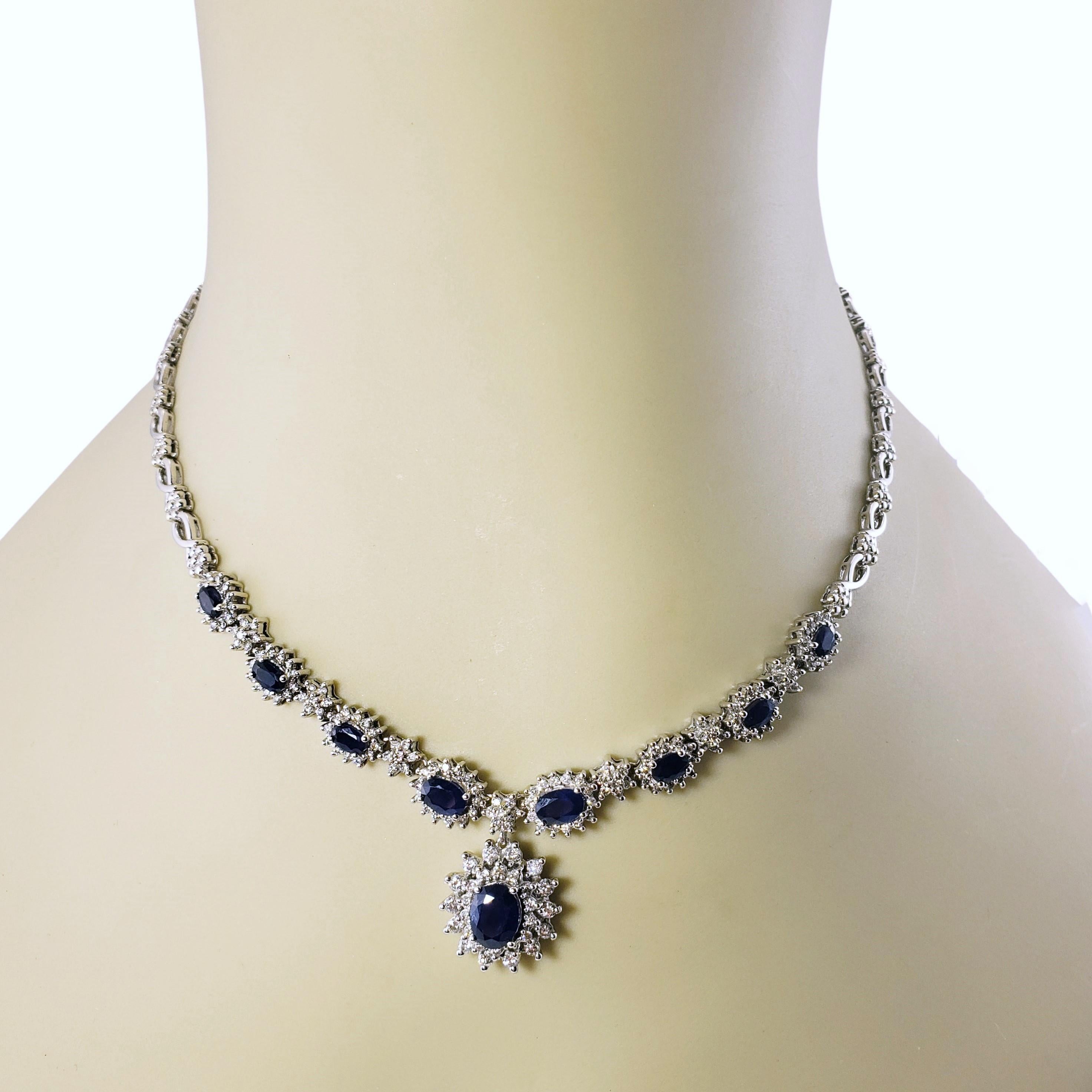 Women's Effy 14 Karat White Gold Sapphire and Diamond Necklace