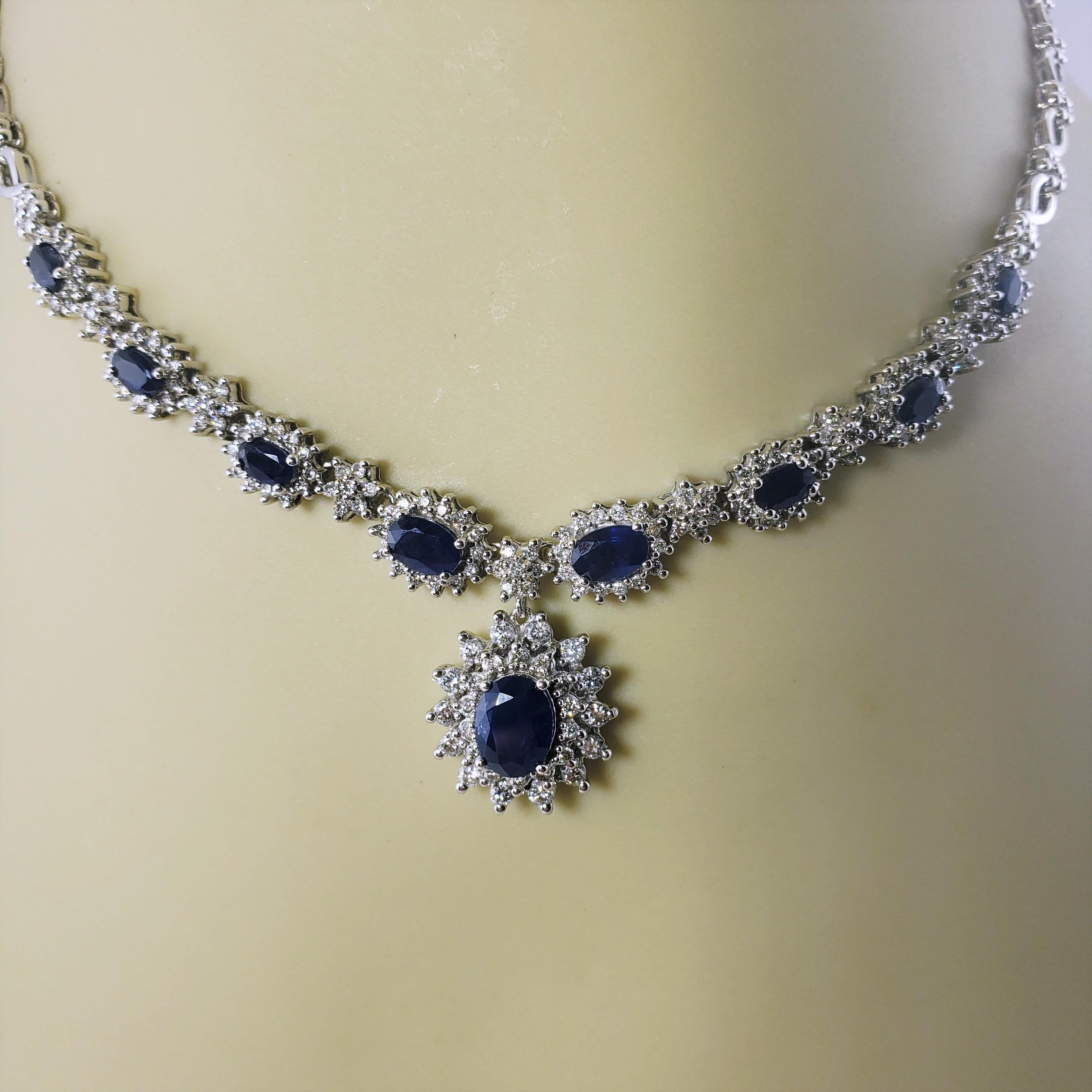 Effy 14 Karat White Gold Sapphire and Diamond Necklace 1