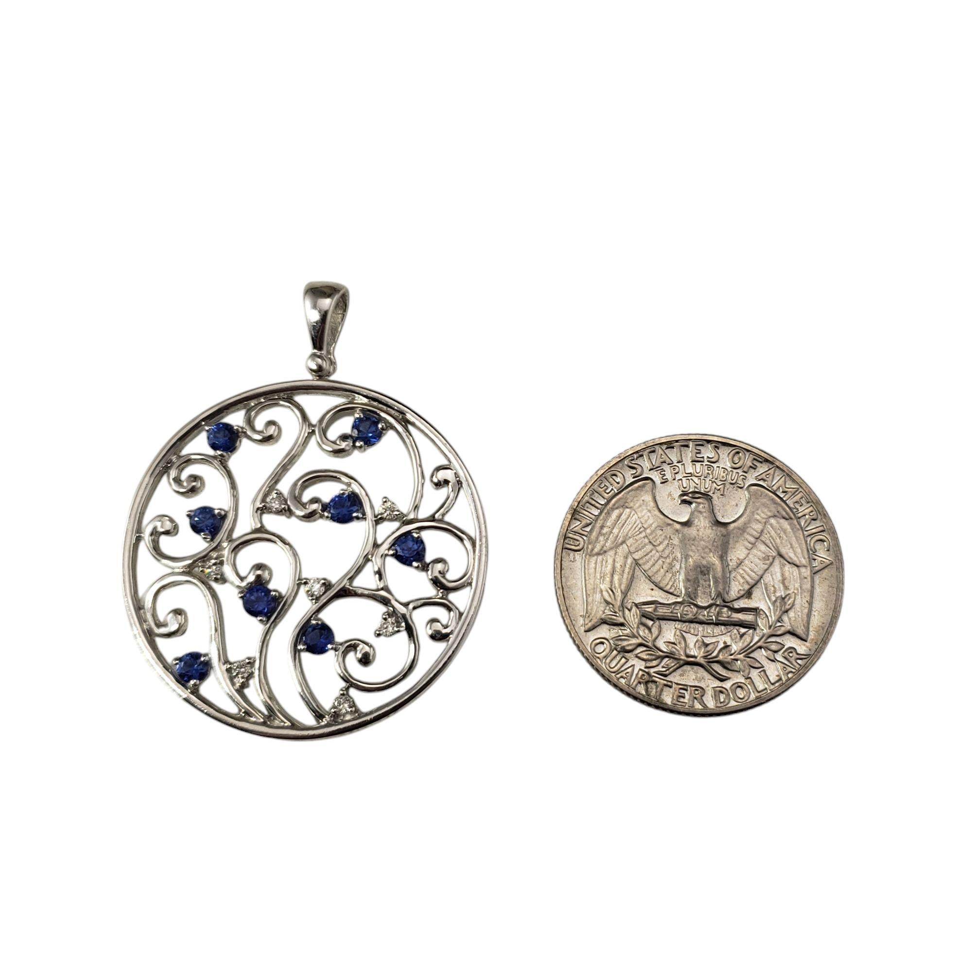 Effy 14 Karat White Gold Sapphire and Diamond Pendant #21193 In Good Condition For Sale In Washington Depot, CT