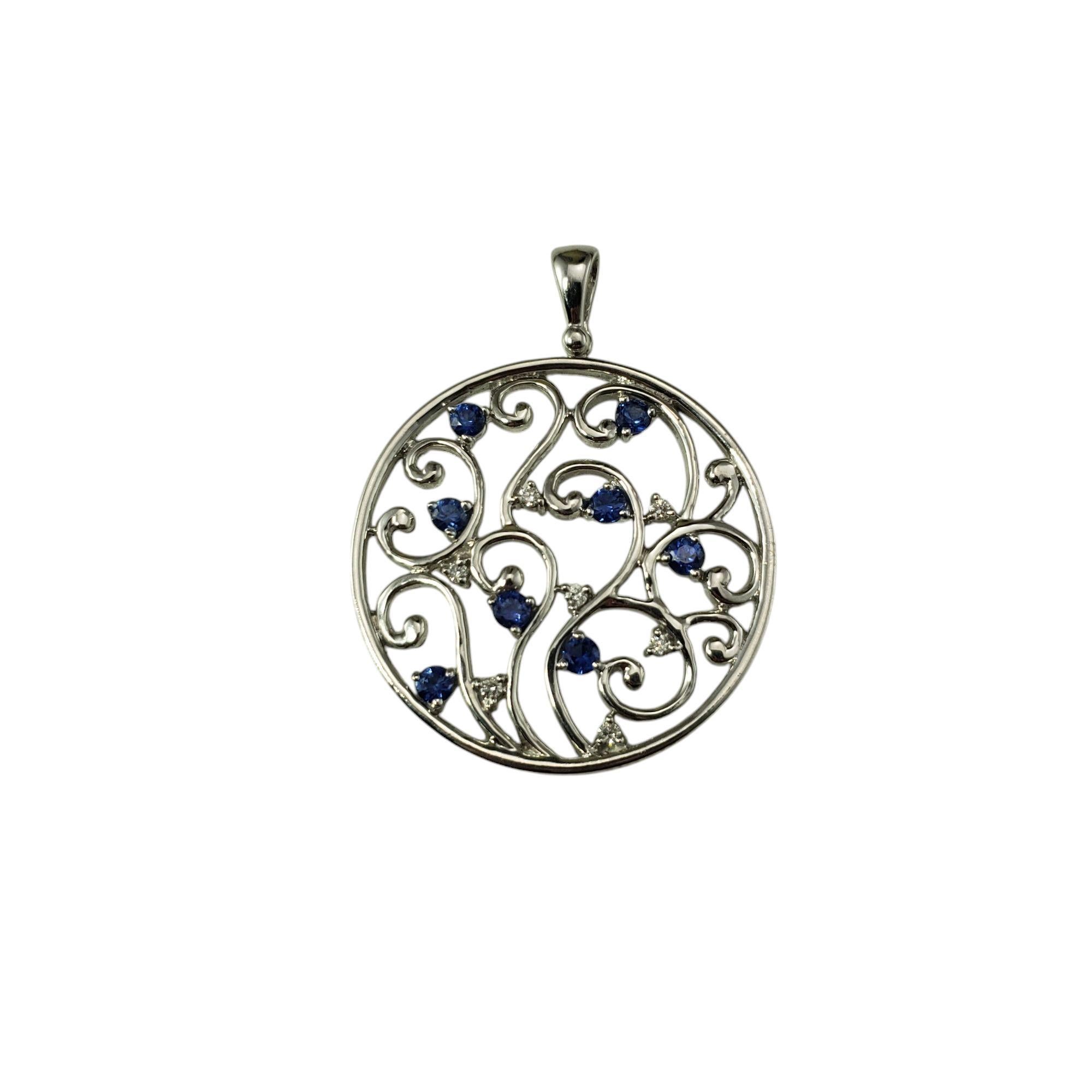 Effy 14 Karat White Gold Sapphire and Diamond Pendant #21193 For Sale