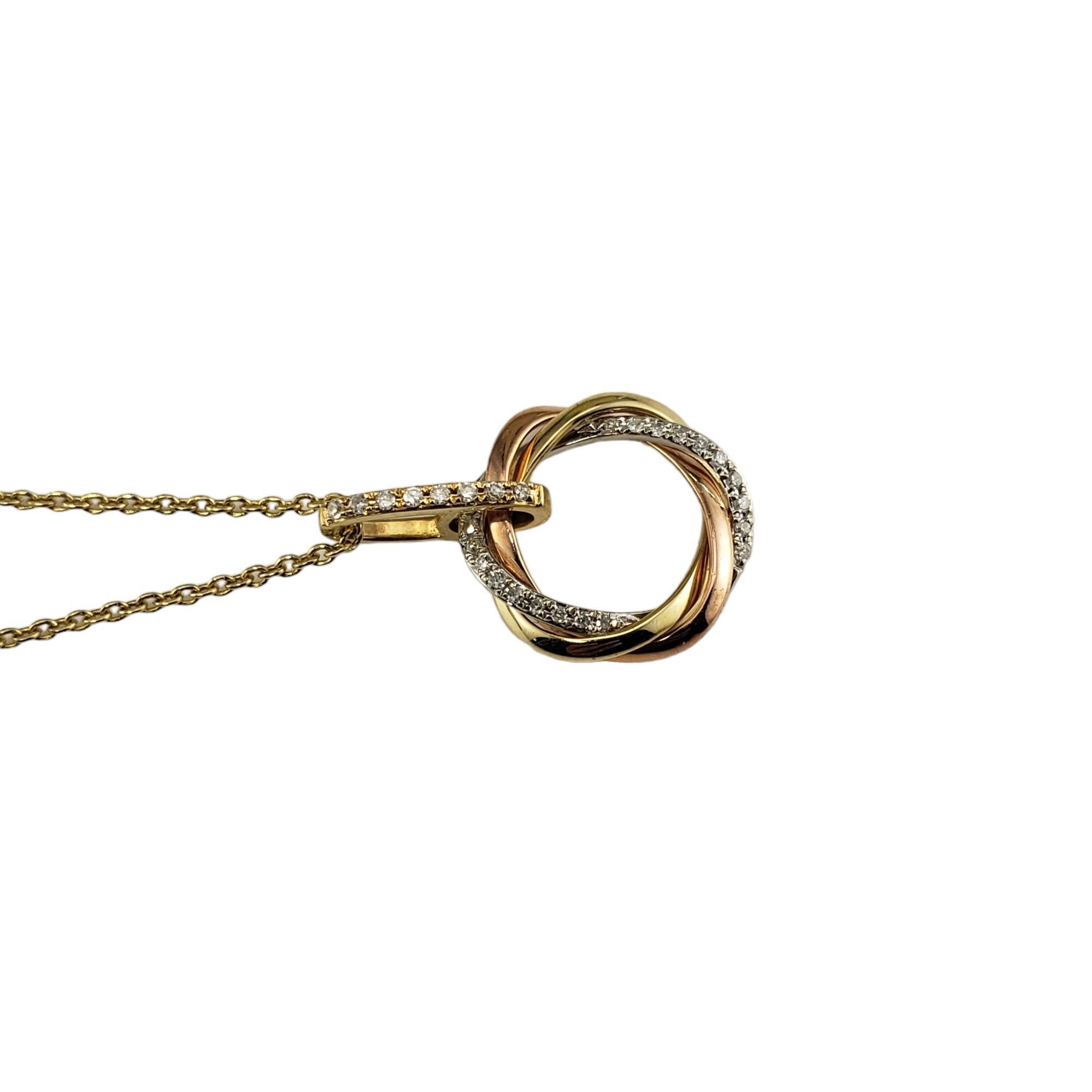 Round Cut Effy 14 Karat Yellow Gold and Diamond Circle Pendant Necklace #16118
