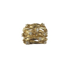 Effy 14 Karat Gelbgold und Diamant D'Oro gewebter Ring Größe 7,25 #19203