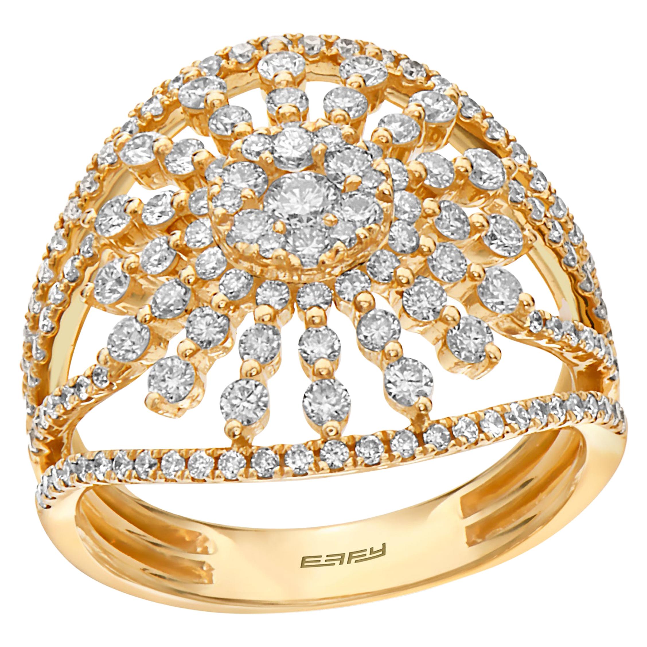 Effy 14 Karat Yellow Gold and Diamond Ring For Sale