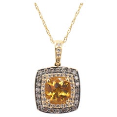 Effy 14 Karat Yellow Gold Citrine & Diamond Square Pendant Enhancer Necklace