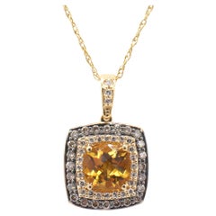 Effy 14 Karat Yellow Gold Citrine & Diamond Square Pendant Enhancer Necklace