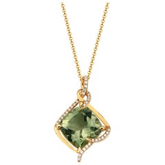 Effy 14 Karat Yellow Gold Diamond and Green Amethyst Ring