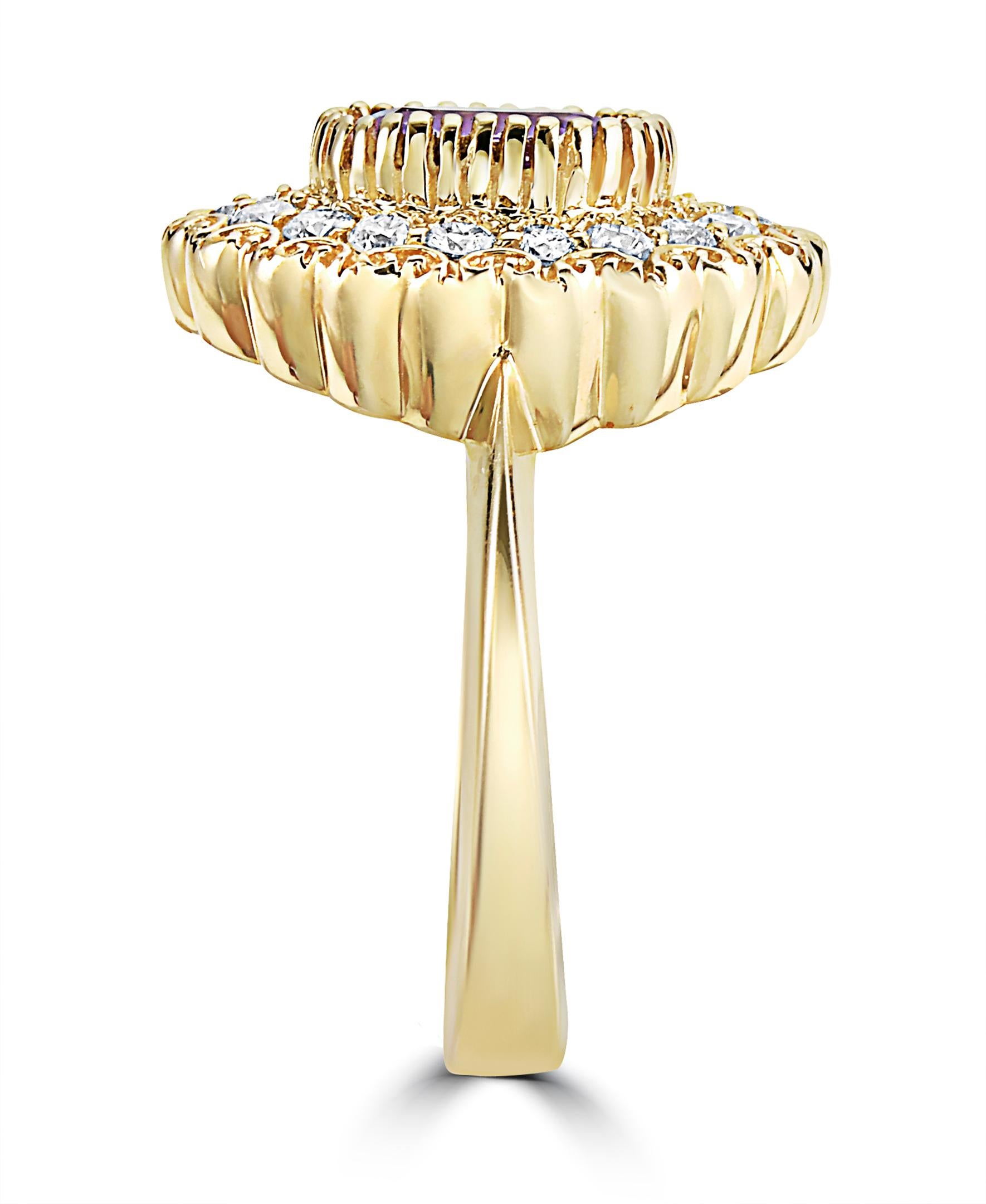 Oval Cut Effy 14 Karat Yellow Gold Diamond & Pink Sapphire Ring For Sale
