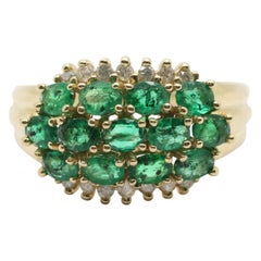 Effy 14 Karat Yellow Gold Emerald and Diamond Ring