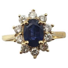 Effy 14 Karat Yellow Gold Natural Sapphire Diamond Ring Size 5.75 #19099