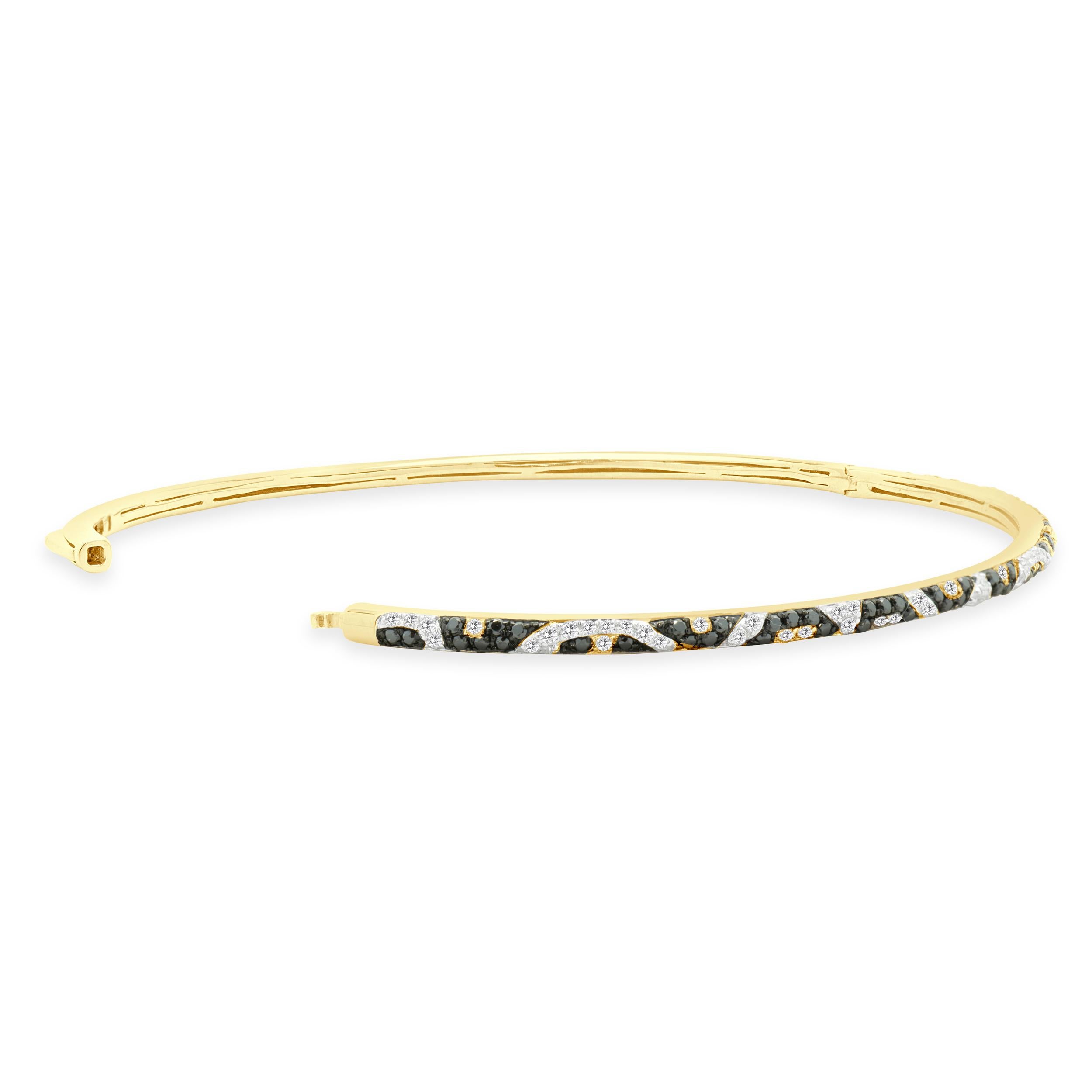 Effy 14 Gelbgold Pave Schwarz, Braun & Weiß Diamant Leopard Armreif im Zustand „Hervorragend“ in Scottsdale, AZ