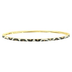 Effy 14 Yellow Gold Pave Black, Brown & White Diamond Leopard Bangle Bracelet