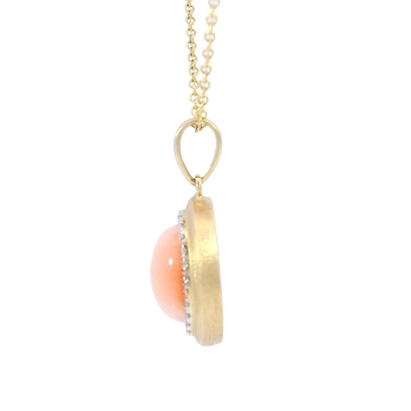 Effy 14K Ciondolo di corallo con diamante in oro giallo 18