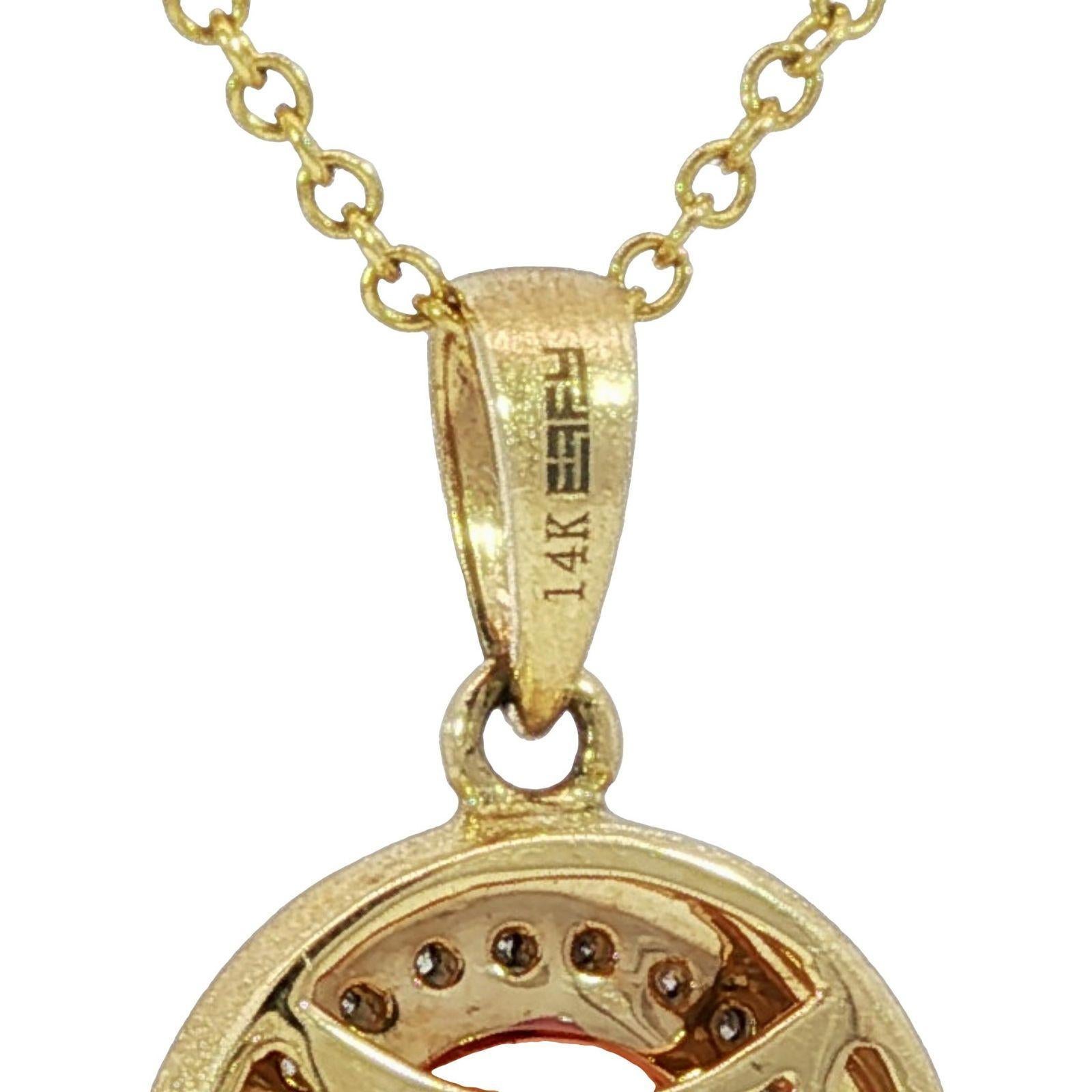 Effy 14K Ciondolo di corallo con diamante in oro giallo 18