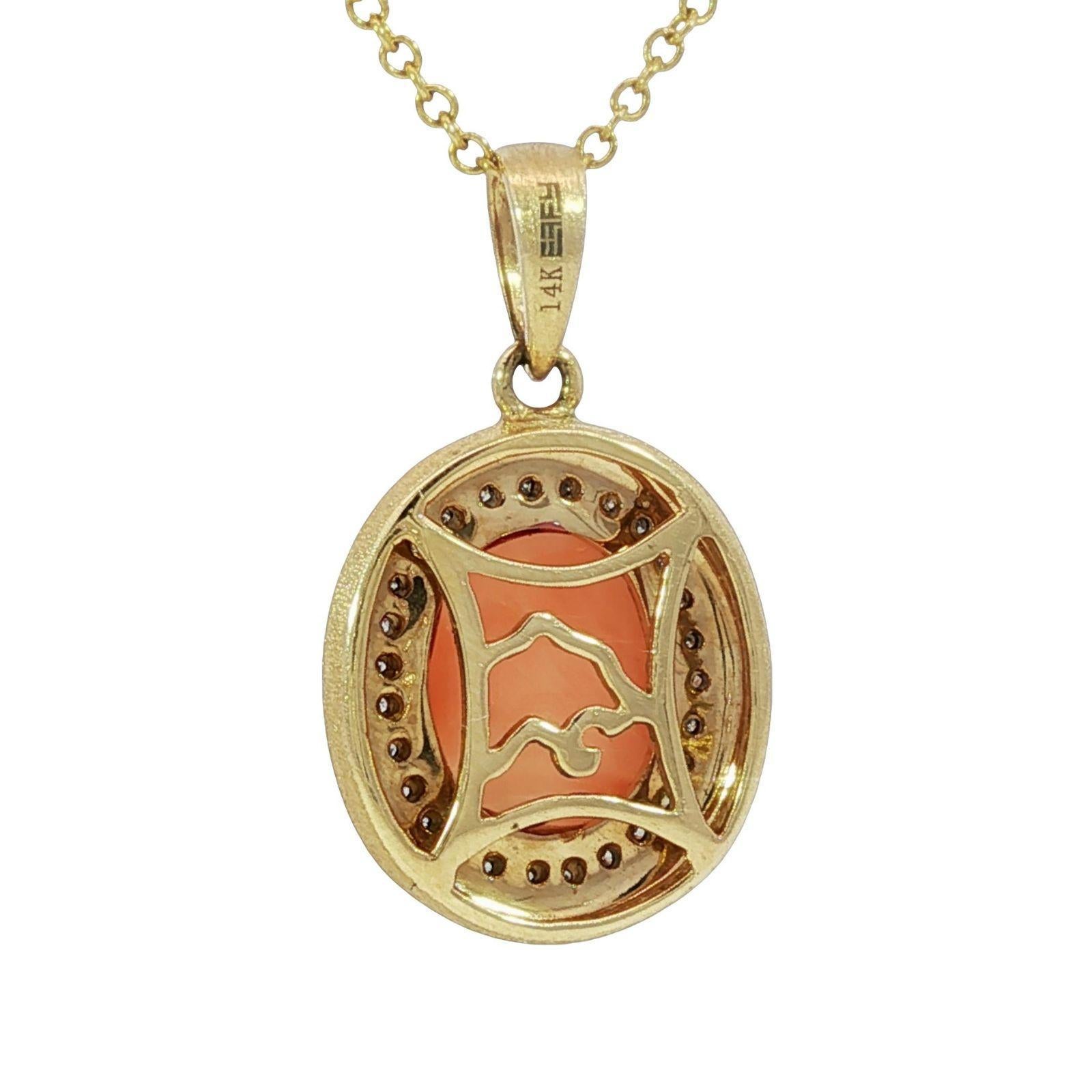 Donna Effy 14K Ciondolo di corallo con diamante in oro giallo 18