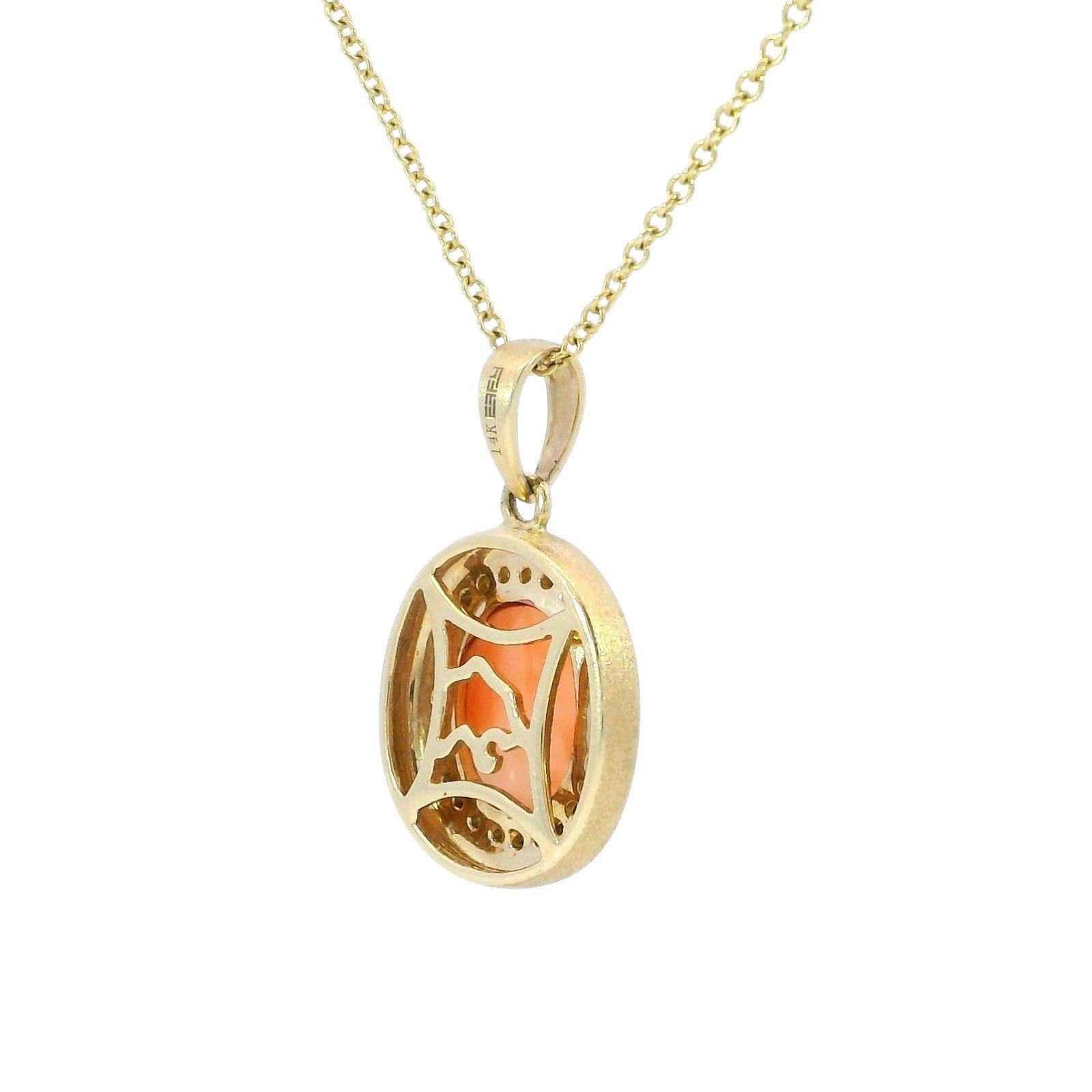 Effy 14K Ciondolo di corallo con diamante in oro giallo 18