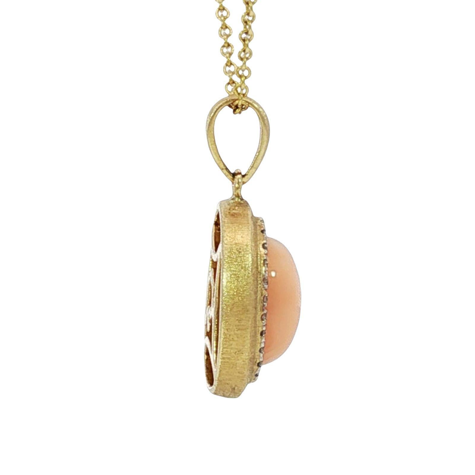 Effy 14K Ciondolo di corallo con diamante in oro giallo 18