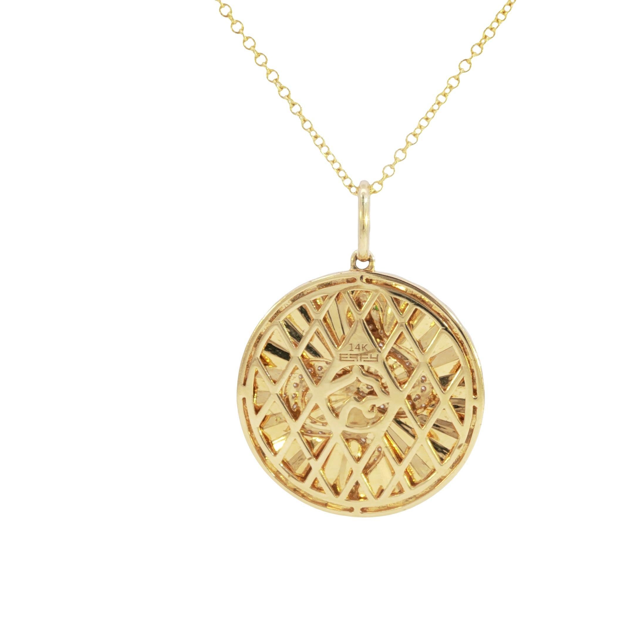 Effy 14K Diamond Snake Pendant Necklace Tsavorite Yellow Gold ~0.34ctw In Excellent Condition For Sale In Fairfield, CT
