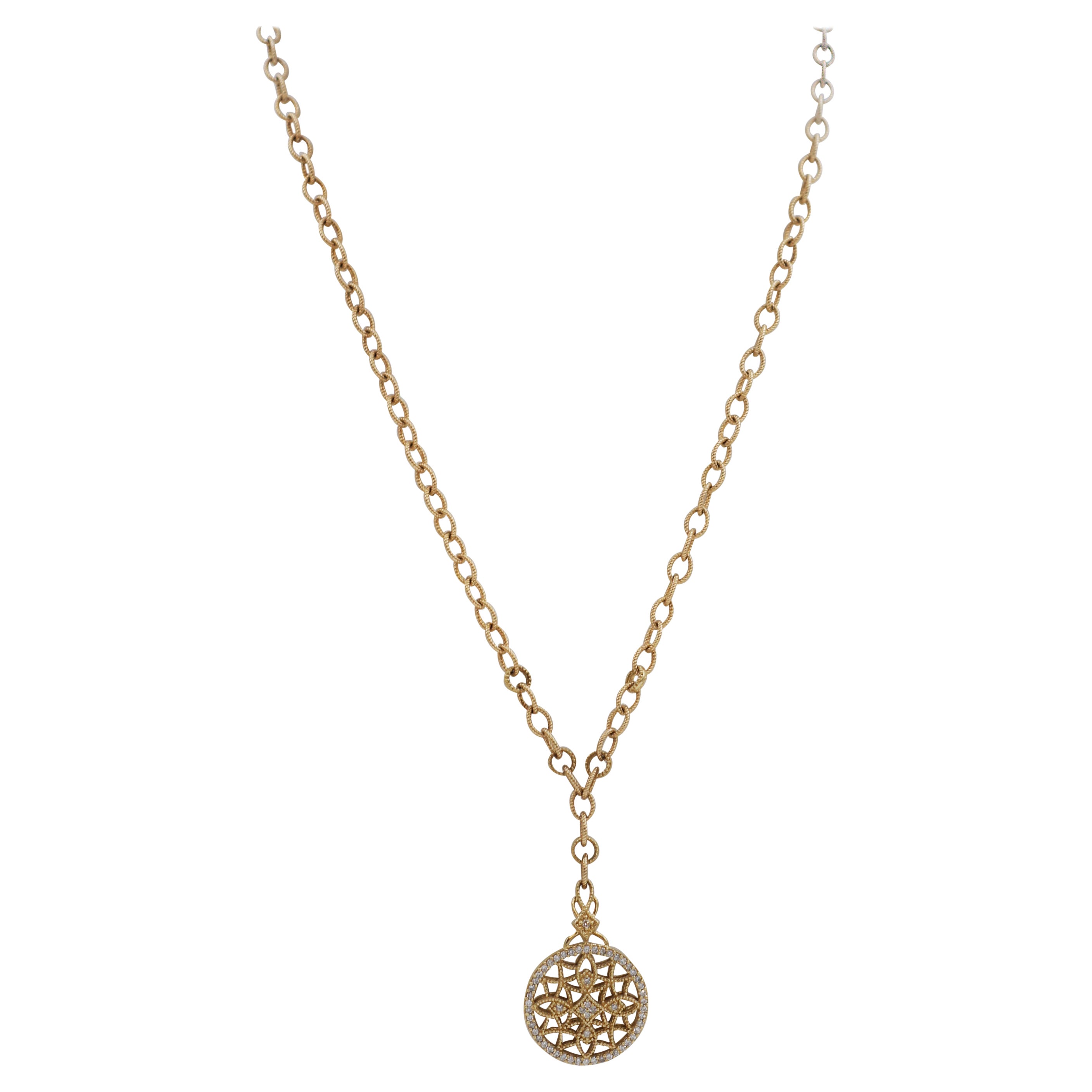Effy 14k Gold Diamant Filigrane Medaillon-Halskette im Vintage-Stil mit Medaillon