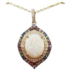 Effy 14K Gold Opal Diamond Multi Gem Necklace 1.97ctw NWT 18”