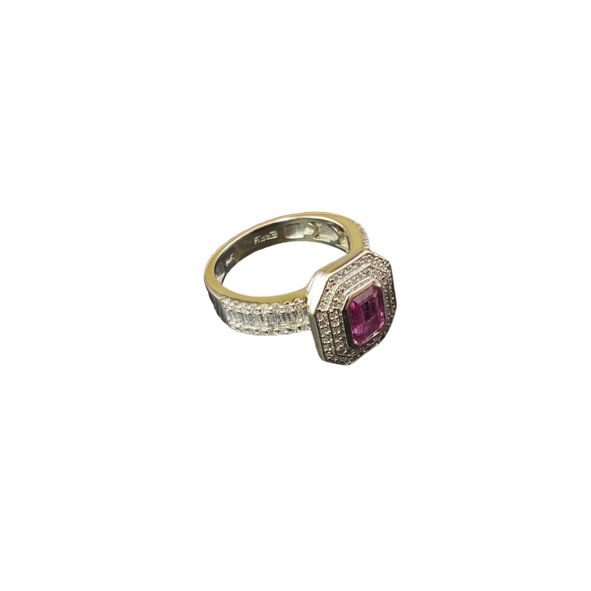 Effy 14K Gold Pink Sapphire & Diamond Ring Size 7 #16673 In Good Condition For Sale In Washington Depot, CT