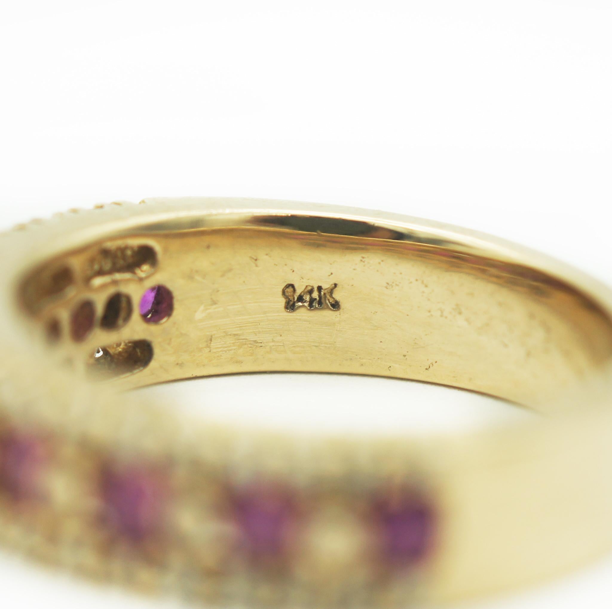 Round Cut EFFY 14k Gold Ruby Diamond Ring For Sale