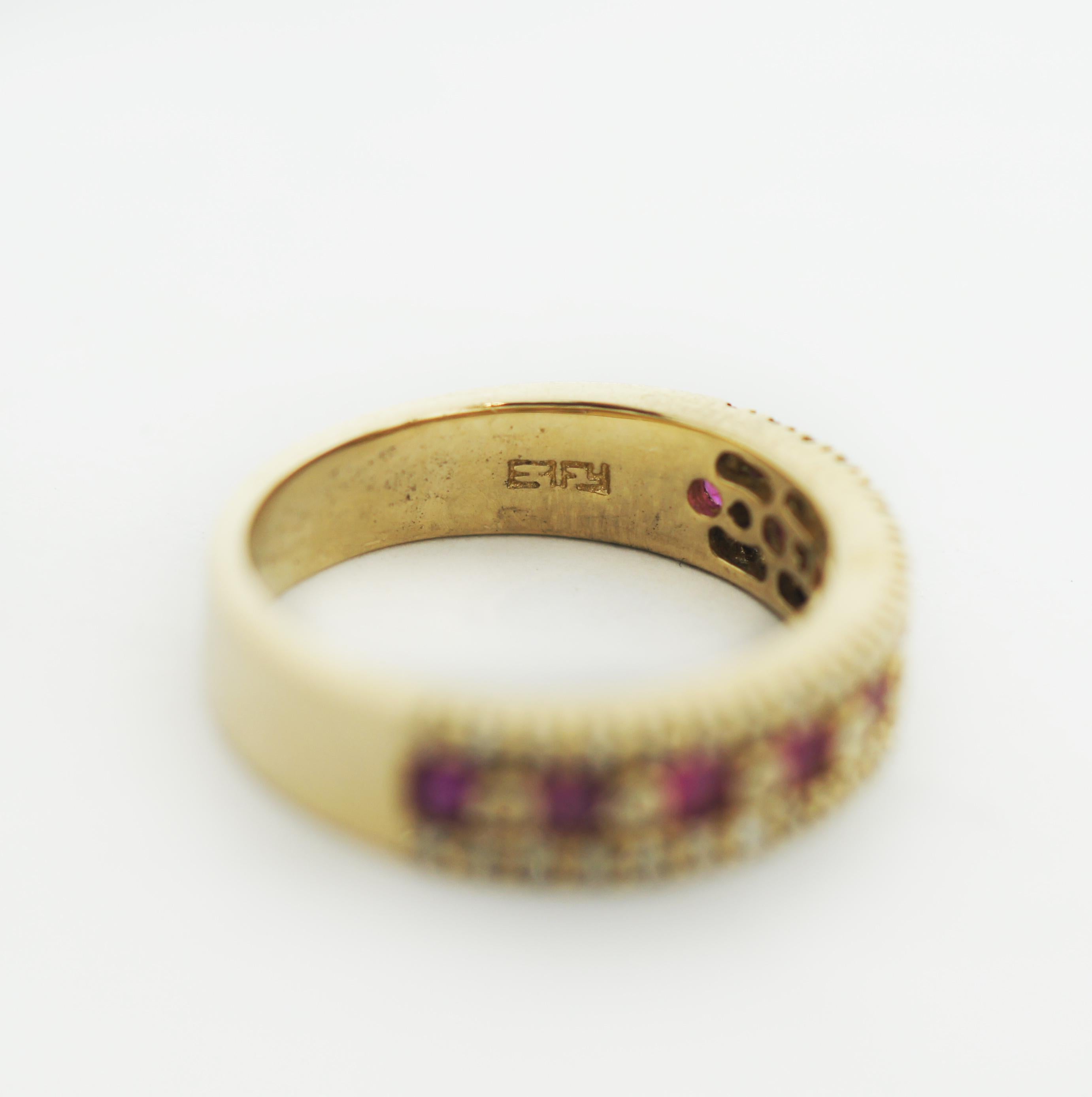 EFFY 14k Gold Ruby Diamond Ring In Good Condition For Sale In San Fernando, CA