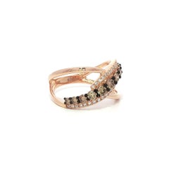 Effy 14k Rose Gold 0.66ctw Chocolate Brown & White Diamond Wide Crossover Ring