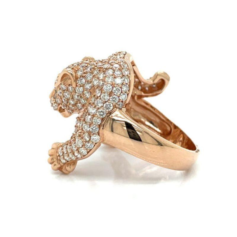 Effy 14K Rose Gold, 2.16 CTW Diamant und Smaragd Panther Ring (Zeitgenössisch) im Angebot