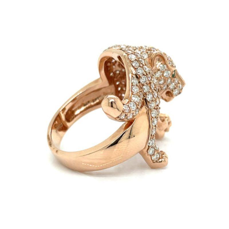 Effy 14K Rose Gold, 2.16 CTW Diamant und Smaragd Panther Ring (Rundschliff) im Angebot