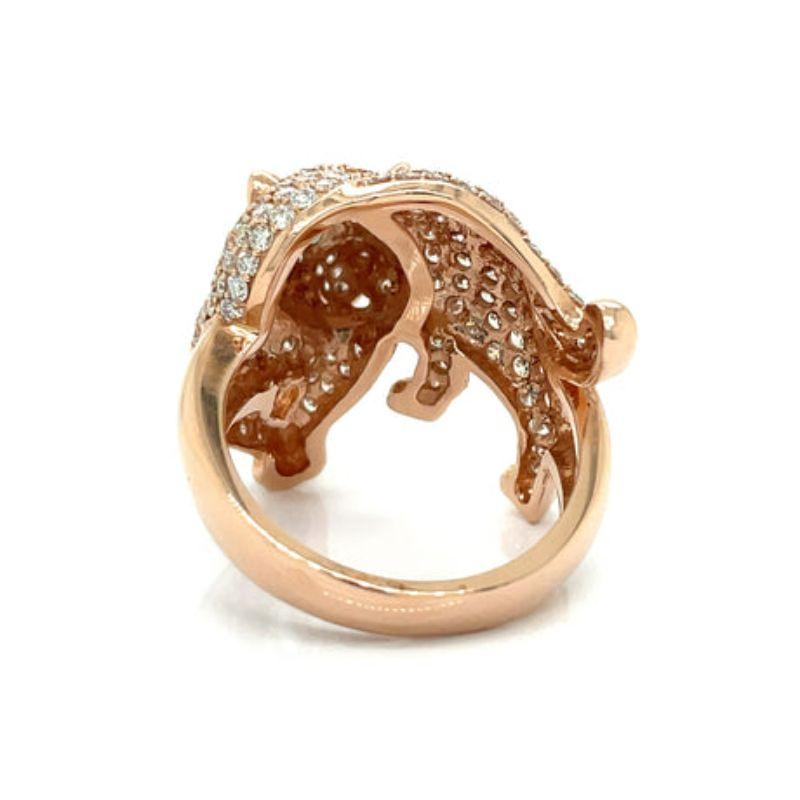 Round Cut Effy 14K Rose Gold, 2.16 CTW Diamond and Emerald Panther Ring For Sale