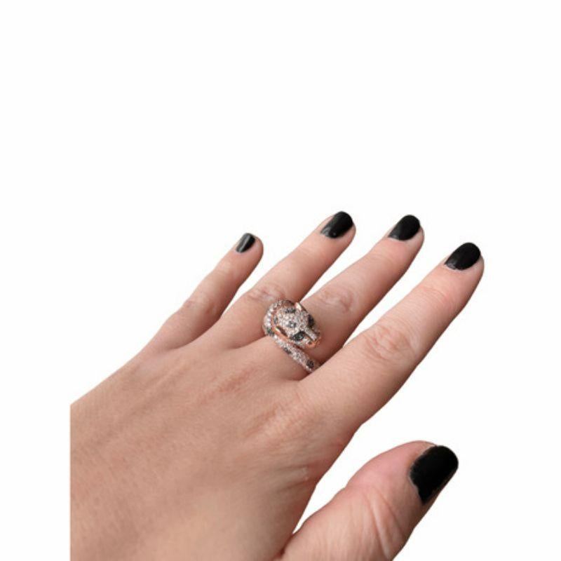 Effy 14K Rose Gold, schwarzer und weißer Diamant und Smaragd Panther Ring im Angebot 2