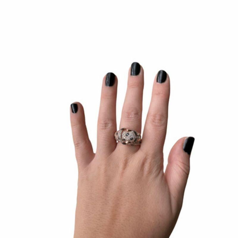 Women's Effy 14K Rose Gold, Black and White Diamond, and Emerald Panther Ring For Sale