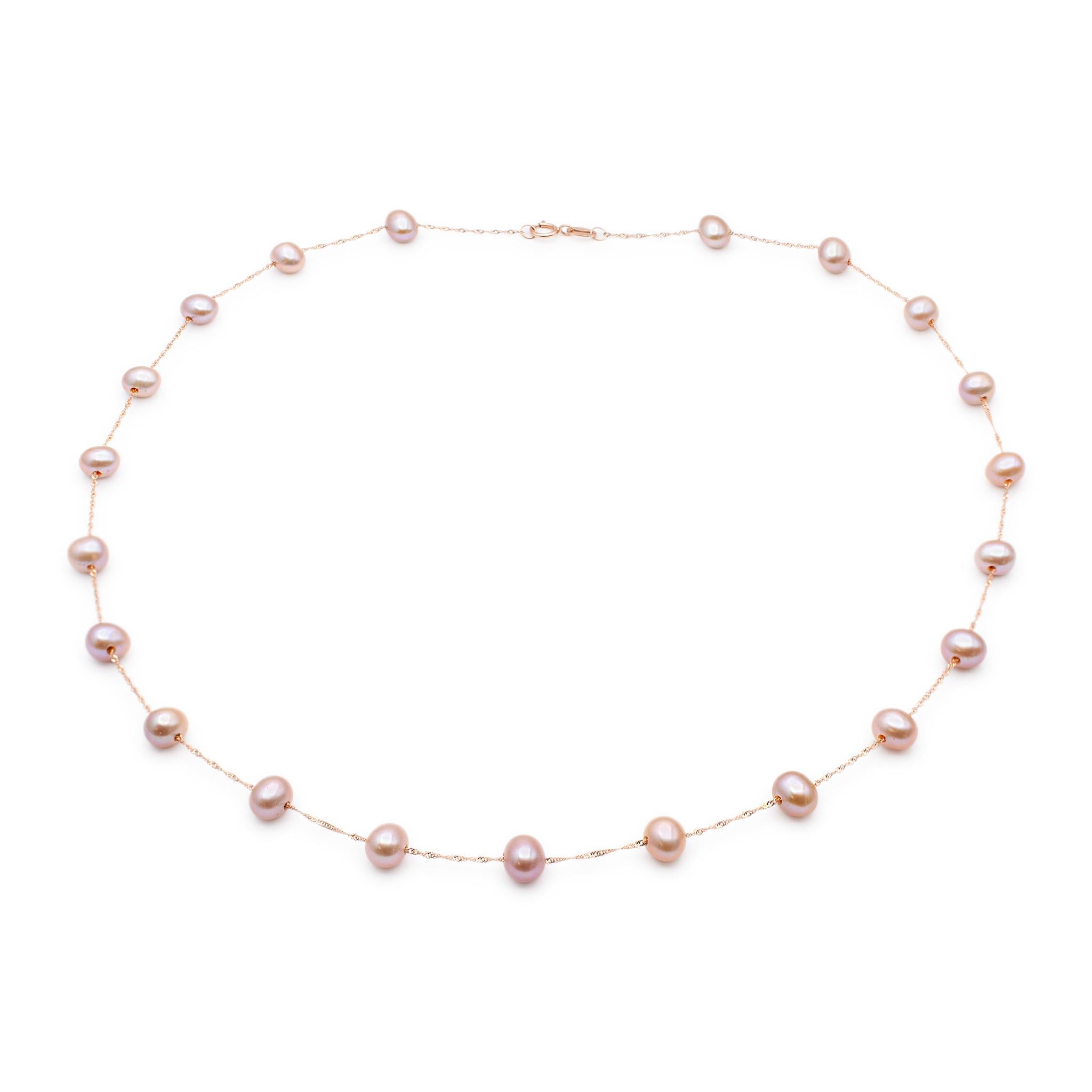 Women's Effy 14K Rose Gold Cultured Fresh Water Pearl Bead Station Necklace