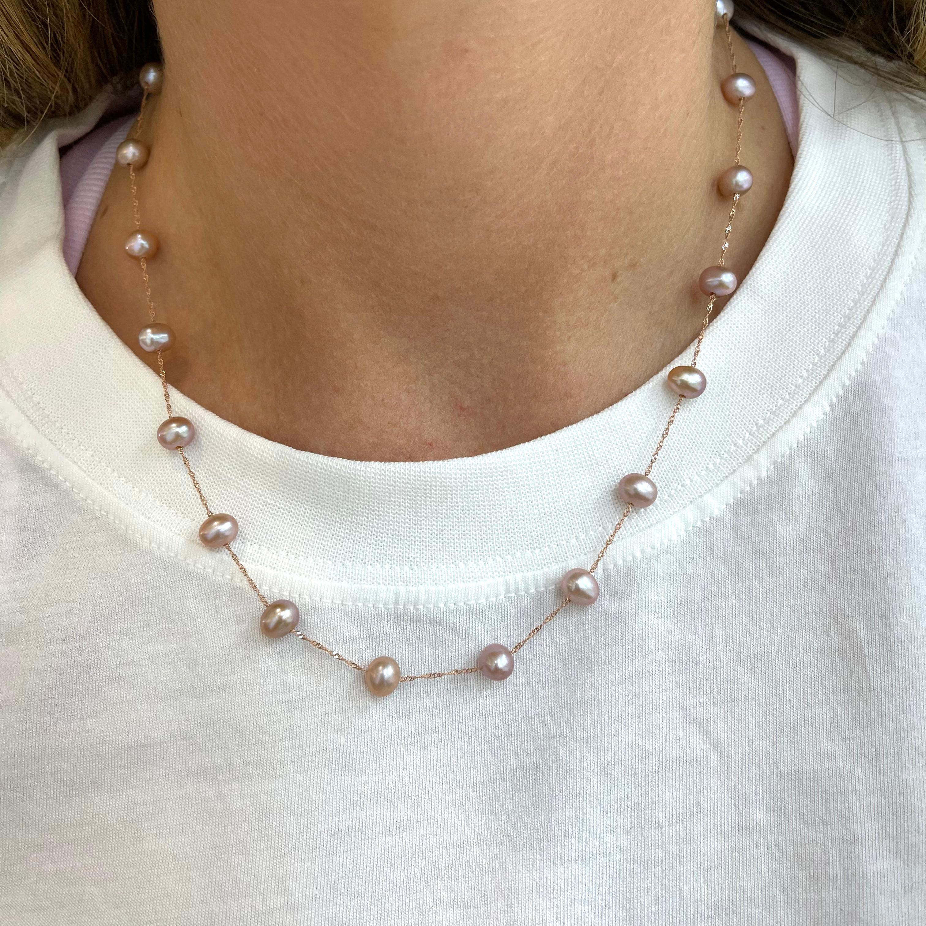 Effy 14K Roségold Zucht-Süßwasserperlen-Perlen-Halskette im Angebot 2