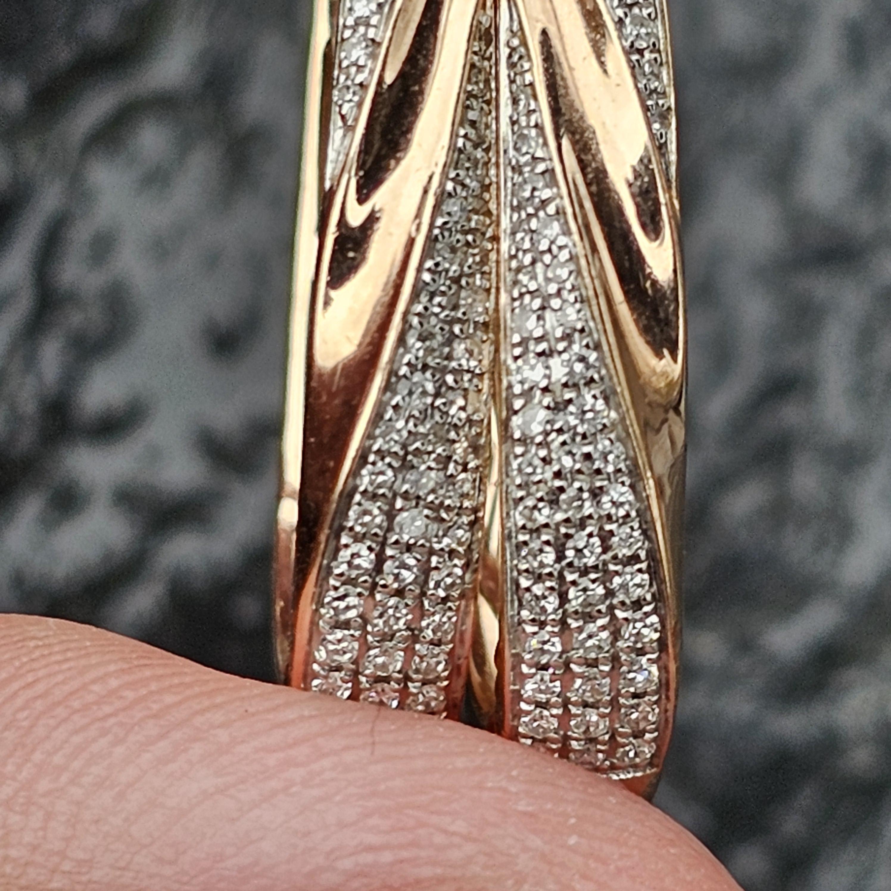 Effy, orecchini a cerchio in oro rosa 14k con diamanti a tortiglione 9,4g .38ct in vendita 3