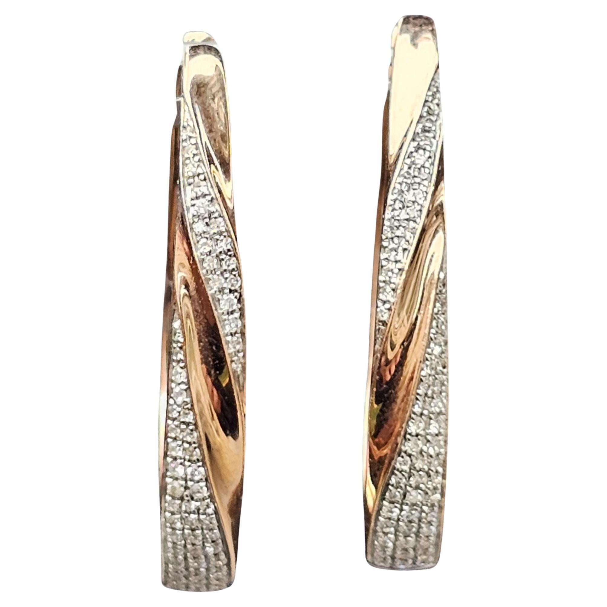 Effy, orecchini a cerchio in oro rosa 14k con diamanti a tortiglione 9,4g .38ct