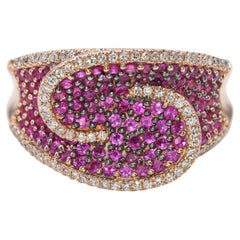 Anello Effy in oro rosa 14k con rubino e diamanti in pavé
