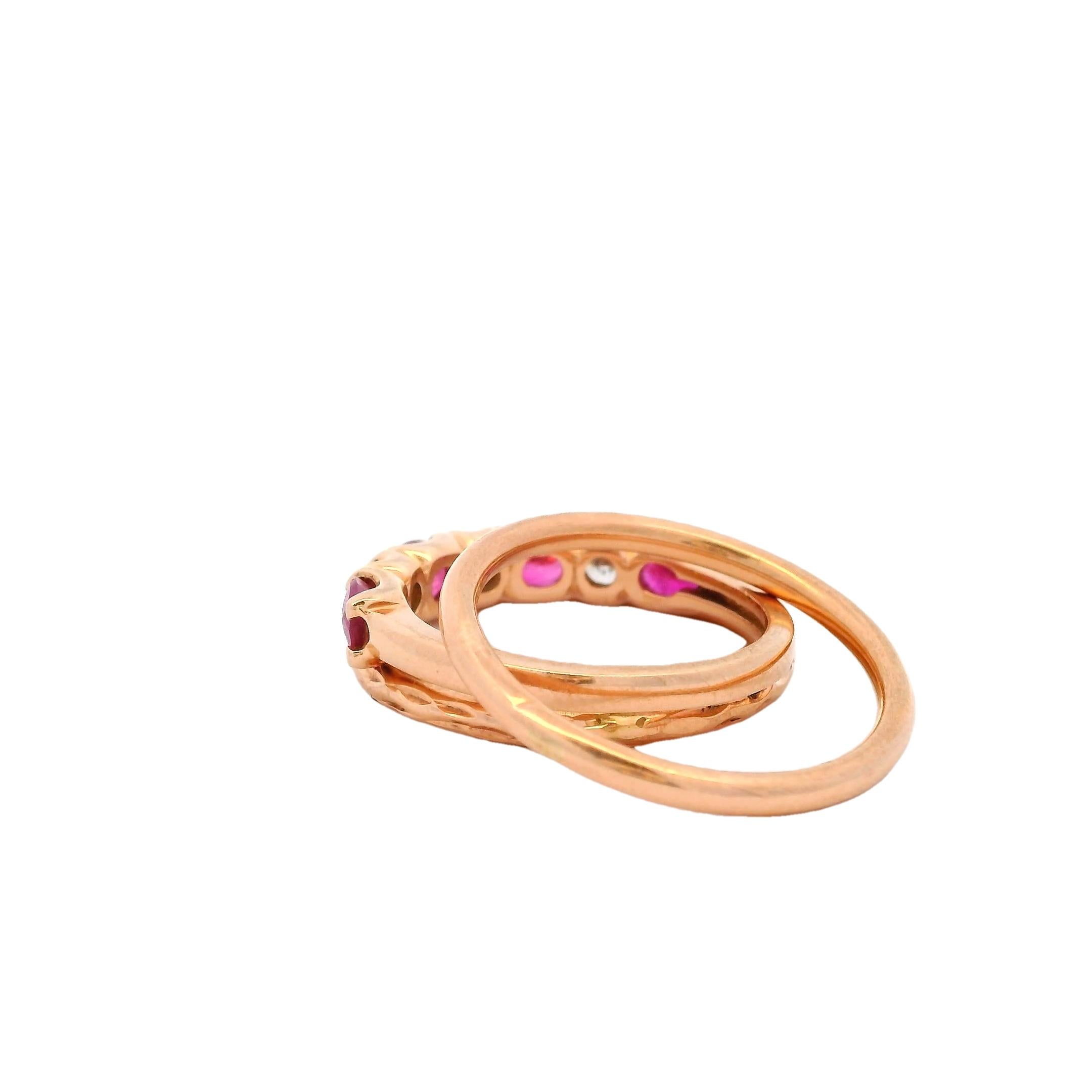 EFFY 14K Rose Gold Rubin & Diamant Ring mit zwei stapelbaren Ringen Damen im Angebot