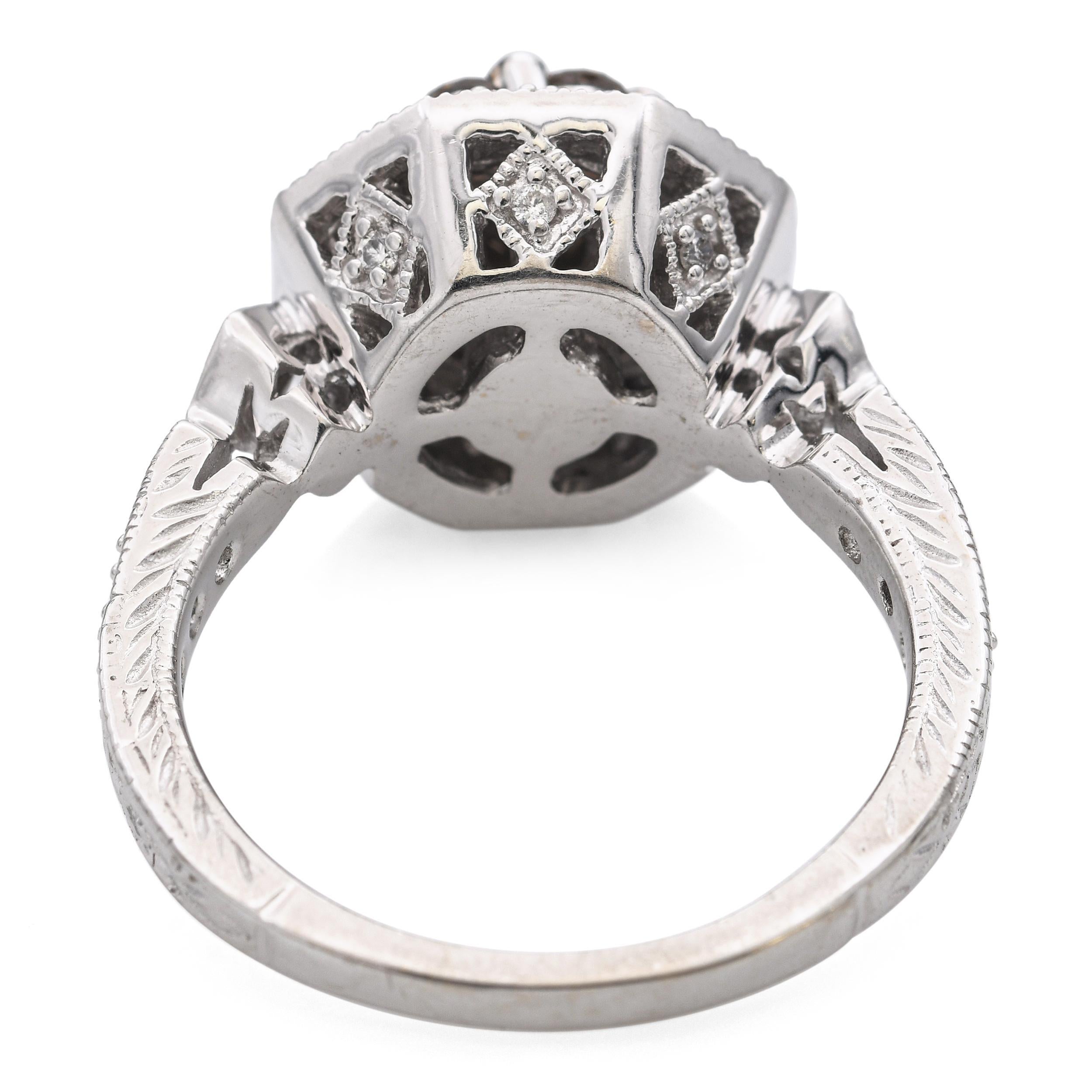 Women's EFFY 14k White Gold 0.95tcw Colored Diamond Cluster Ring For Sale