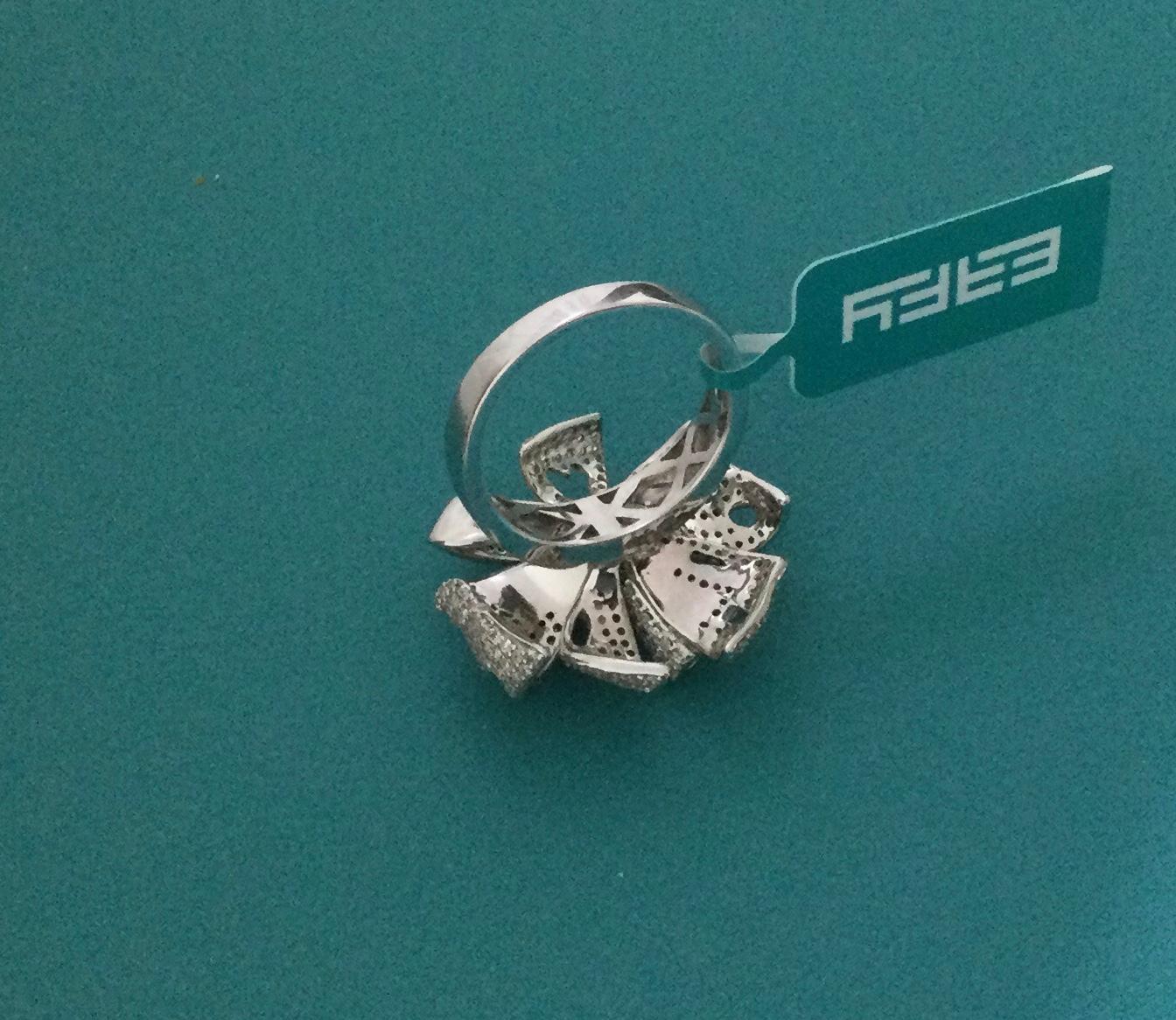 Women's EFFY 14K White Gold 1.55 Carat Diamond Fashion Statement Ring Flower Bow New For Sale