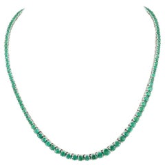 EFFY 14 Karat White Gold 31.50 Carat Emerald Riviera Tennis Necklace
