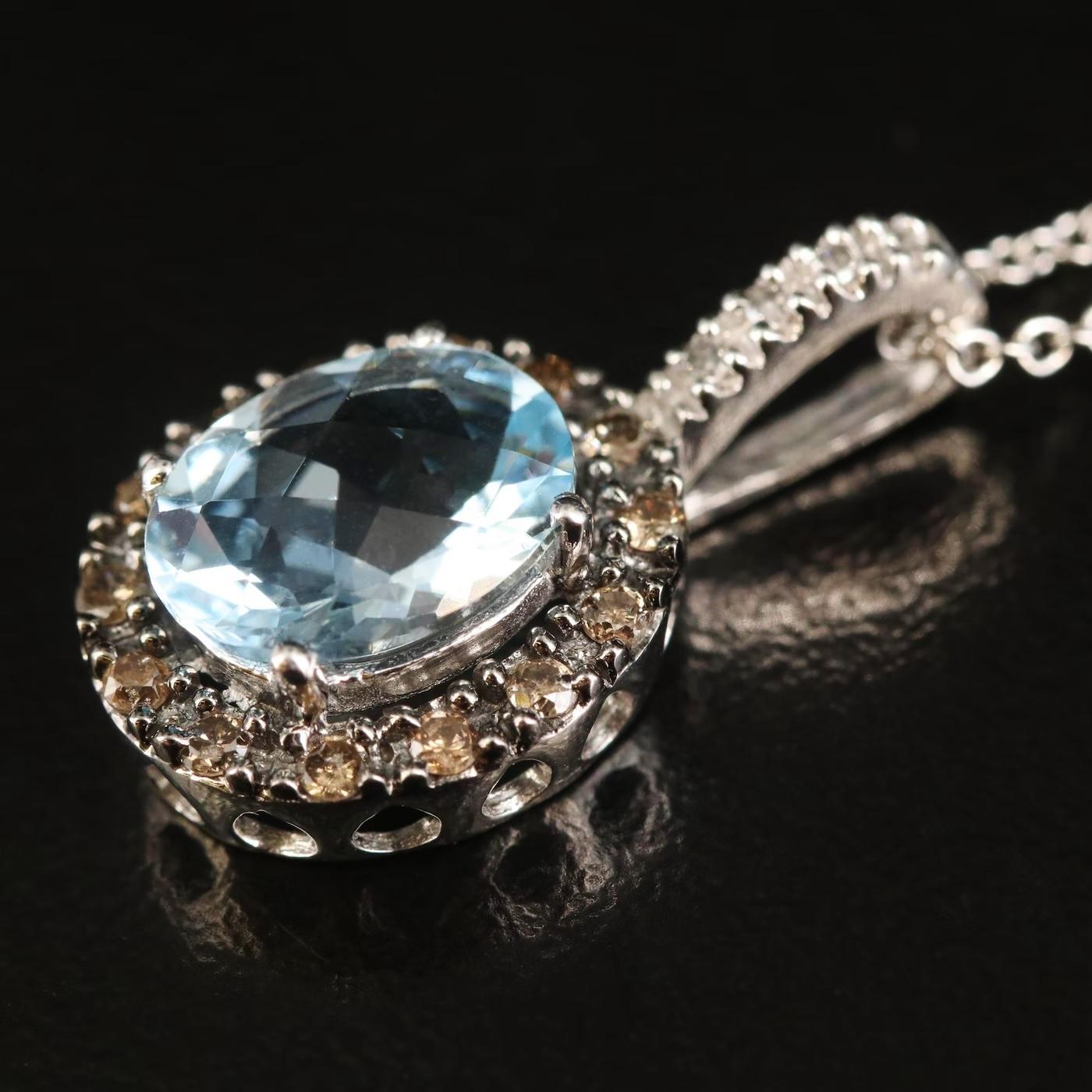 Effy Designer Necklace, stamped and hallmarked

NEW with Tags, Tag price $2950

2.52 CWT Natural Diamond & Natural Aquamarine, TOP QUALITY 

14K Gold, stamped 14K

Comes with gift box