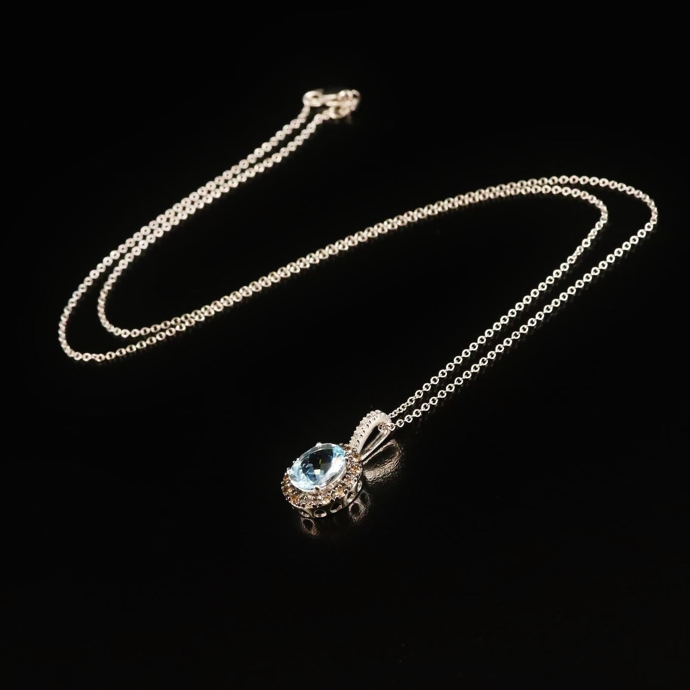 Effy 14K White Gold Aquamarine and Diamond Pendant, 2.5 TCW For Sale 2