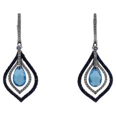 Effy 14k White Gold Blue Topaz, Sapphire, Diamond Drop Earrings