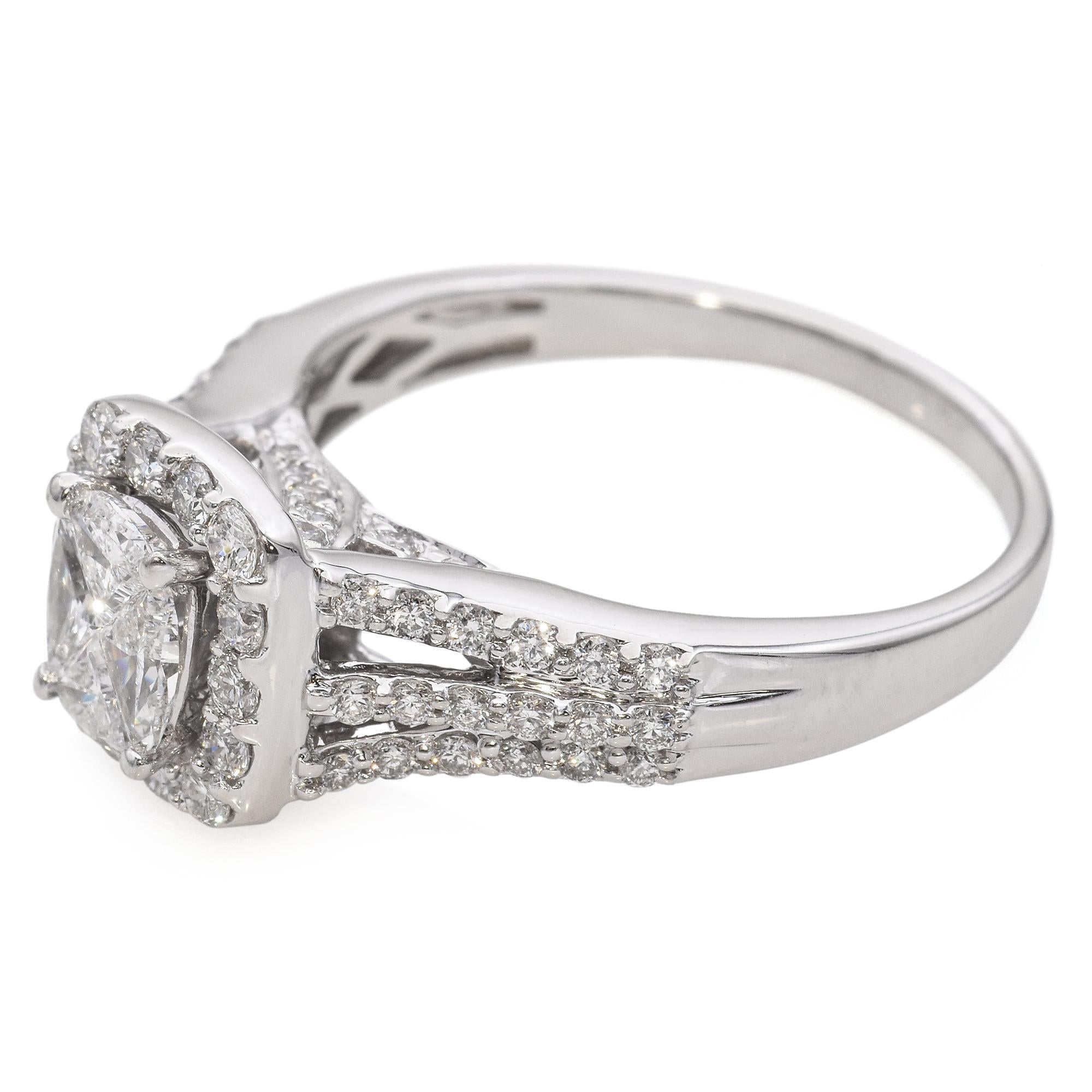 Effy 14k White Gold Diamond Cluster Ring In Good Condition For Sale In New York, NY