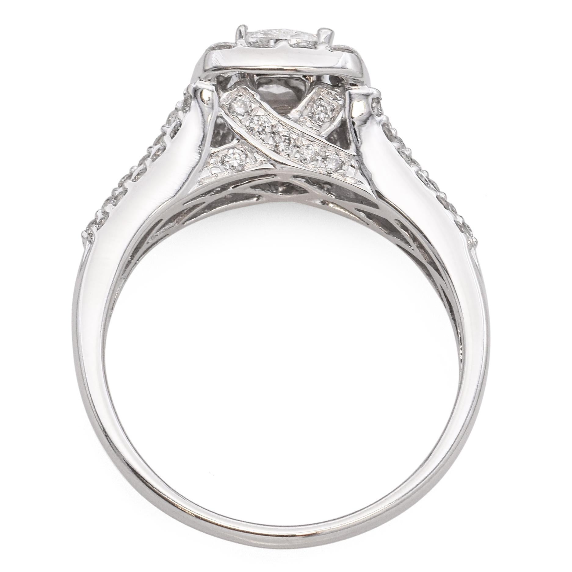 Women's Effy 14k White Gold Diamond Cluster Ring For Sale