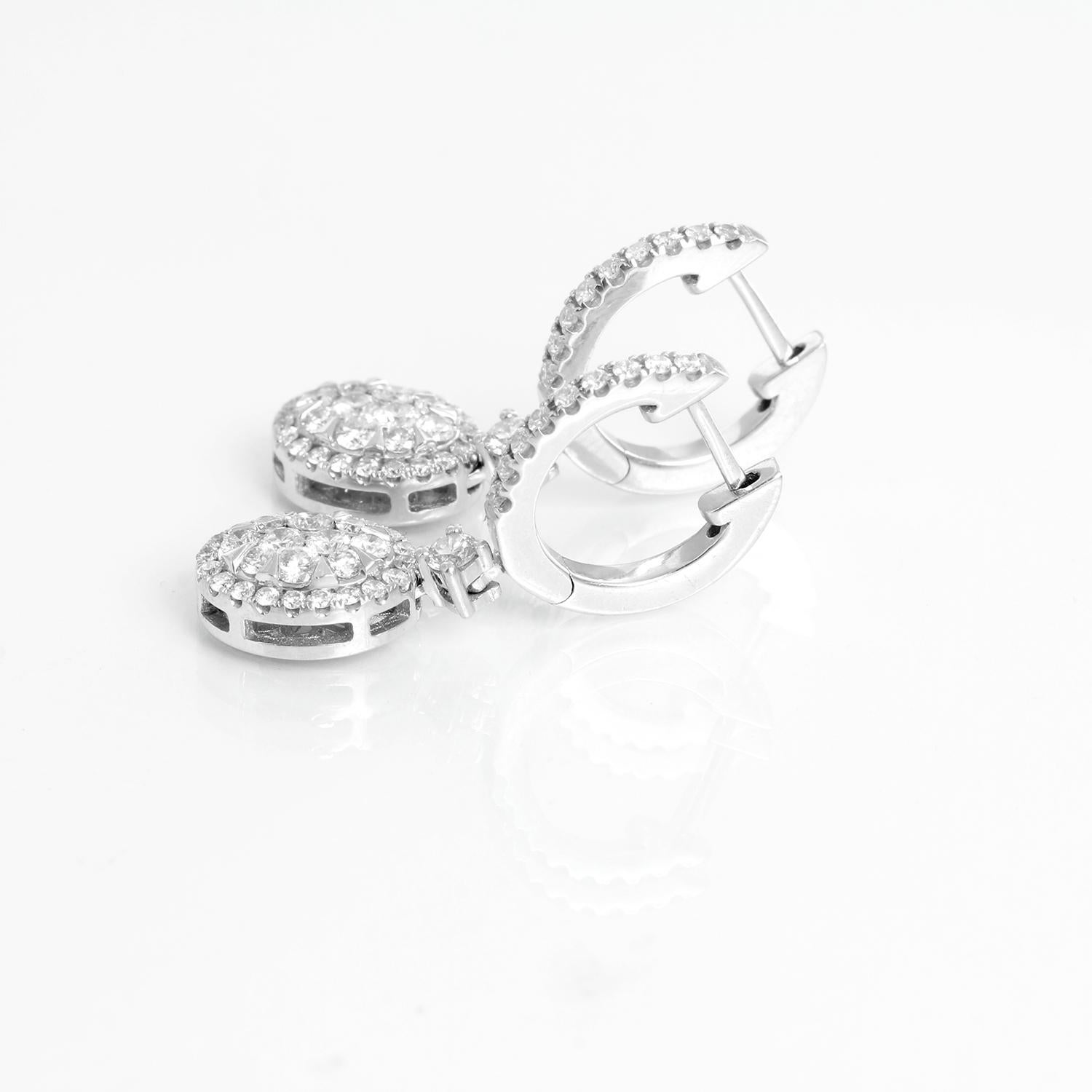 Effy 14K Weißgold Diamant-Tropfen-Ohrringe (Rundschliff)