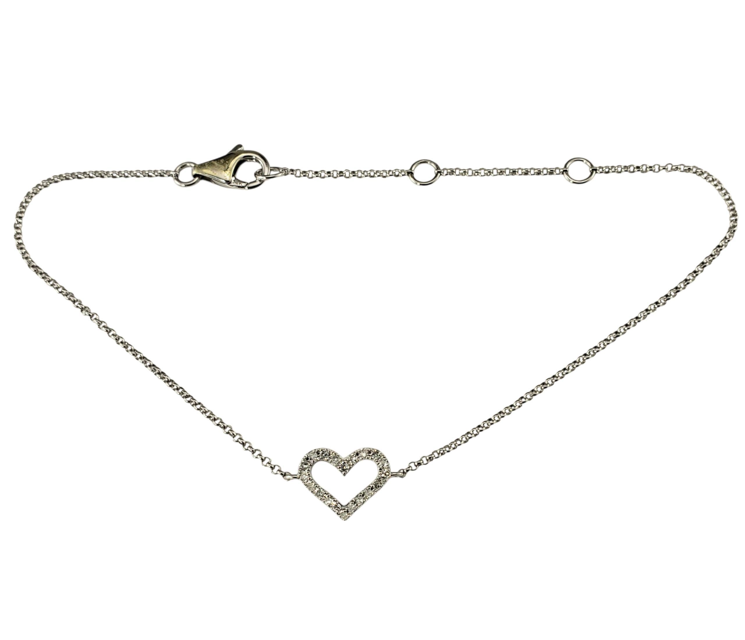 Effy 14K Weißgold Diamant-Herz-Armband #23007