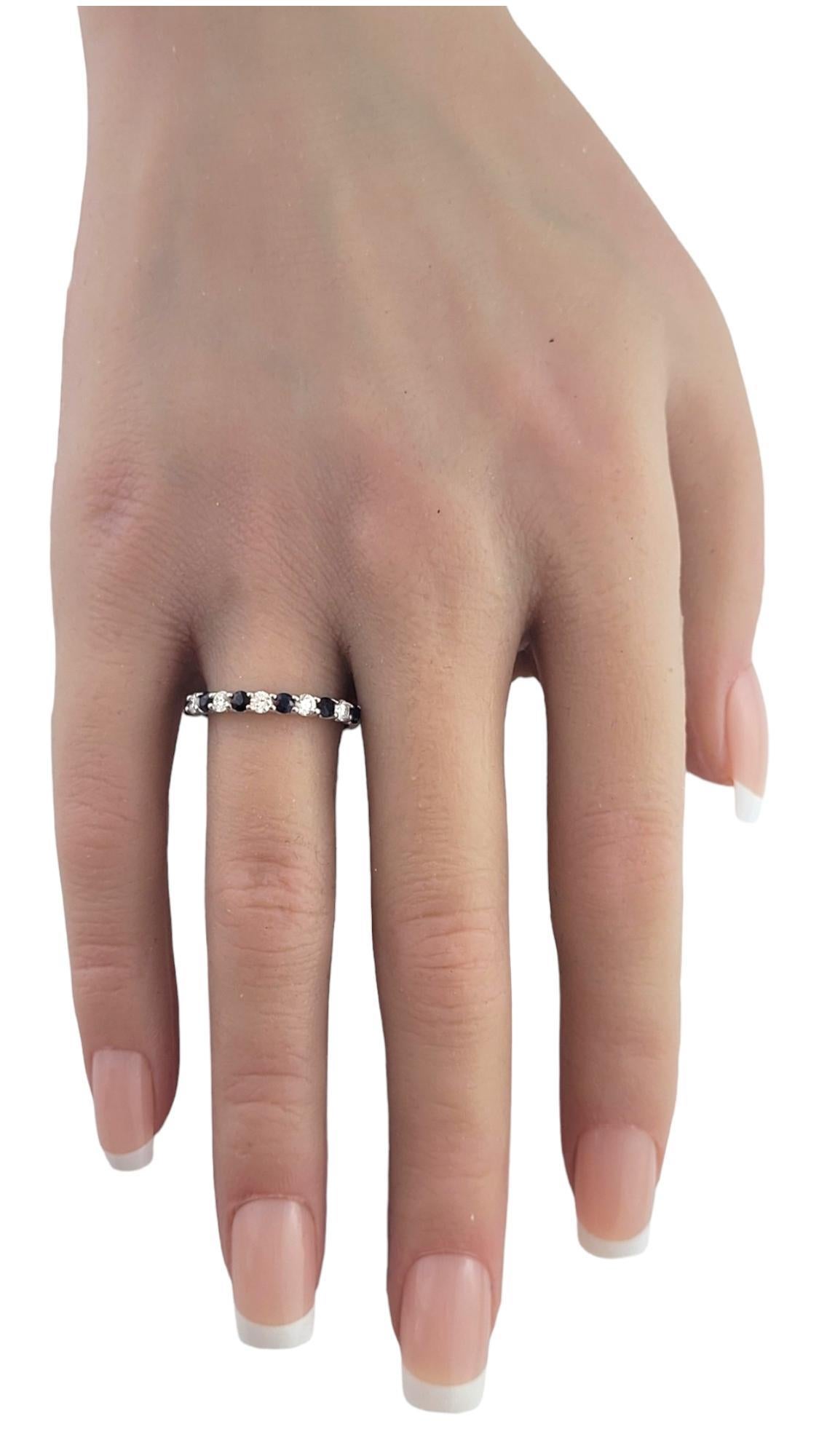 EFFY 14K White Gold Diamond & Natural Blue Sapphire Band Size 7.25-7.5 #18075 In Good Condition In Washington Depot, CT